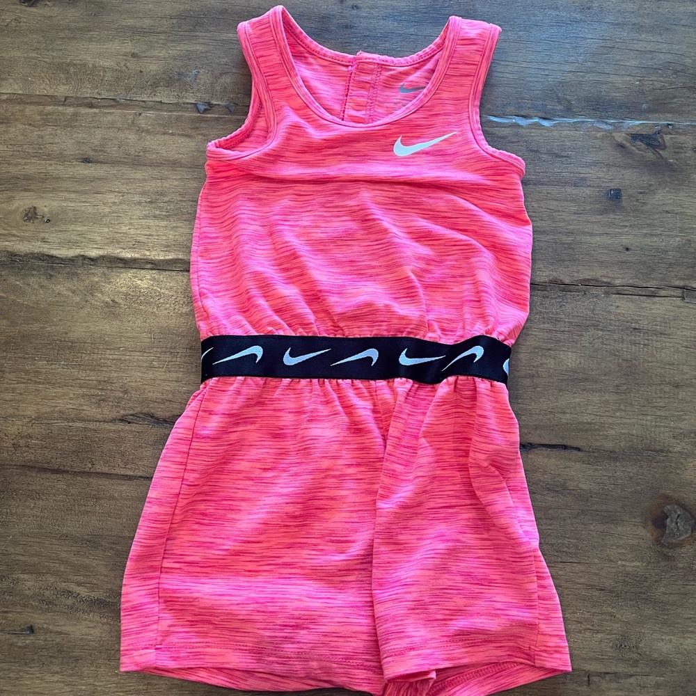 Nike Kids Bright Pink Romper with Black Accents